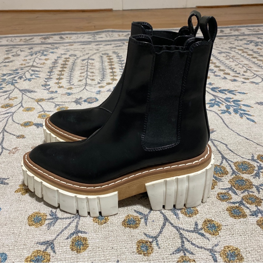 Stella McCartney Emilie Chunky Platform Lug Sole Black Leather Boot 7.5 / 37.5 - Picture 6 of 11
